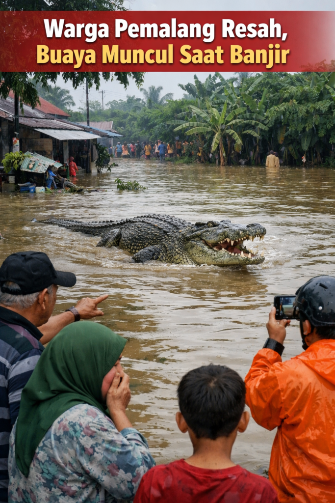 Warga Pemalang Resah, Buaya Muncul Saat Banjir