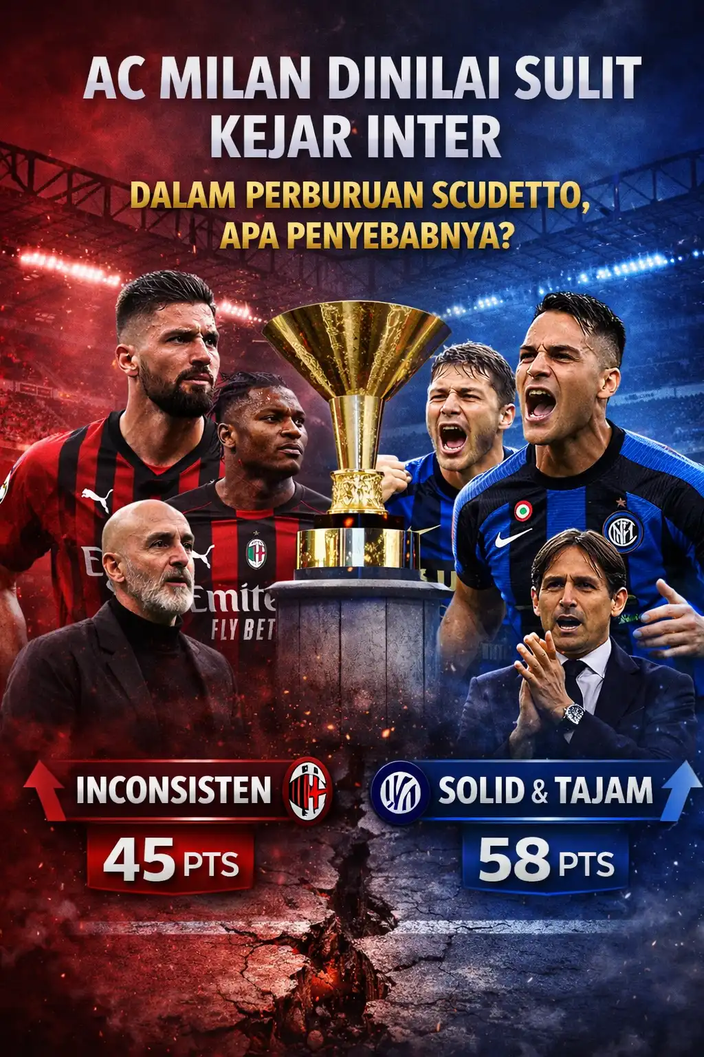 Read more about the article AC Milan Dinilai Sangat Sulit Kejar Inter dalam Perburuan Scudetto, Apa Penyebabnya?
